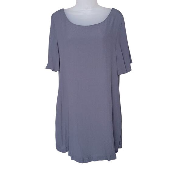 BY TOGETHER Women’s Charcoal Gray Short Sleeve Mini Shift Dress with Pockets - Picture 1 of 8